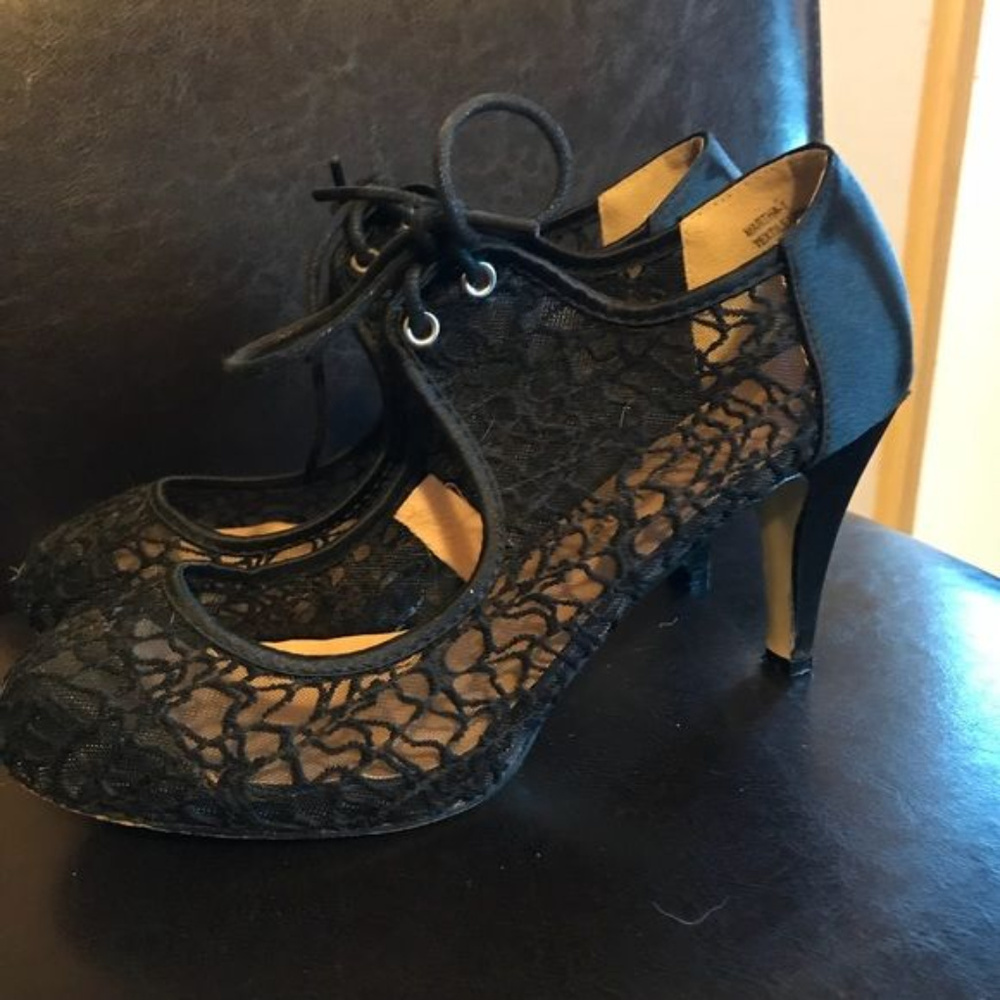 Black Mesh Heels